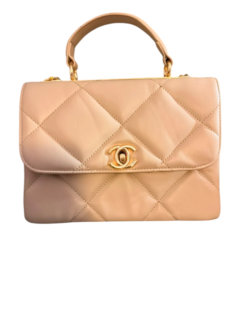 Luxury Quilted Top Handle Structured Bag