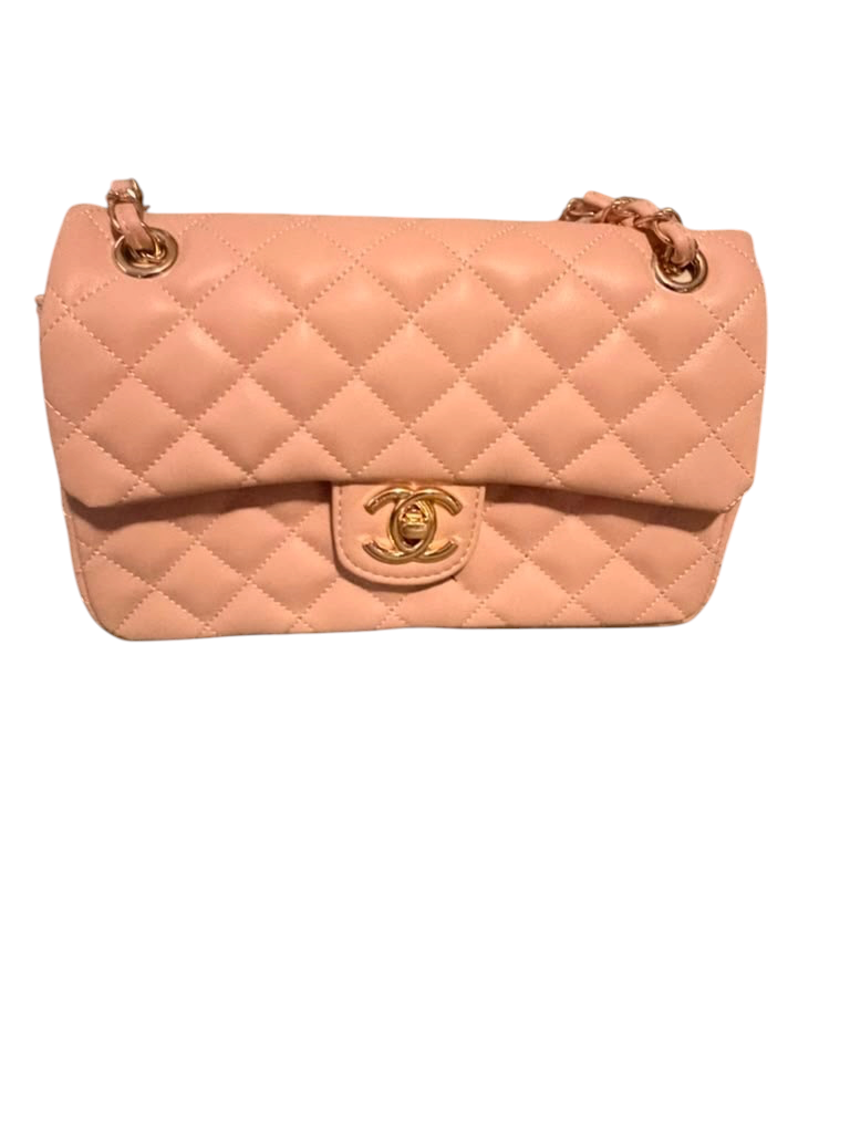 YSL Beige Chevron Quilted Flap Bag