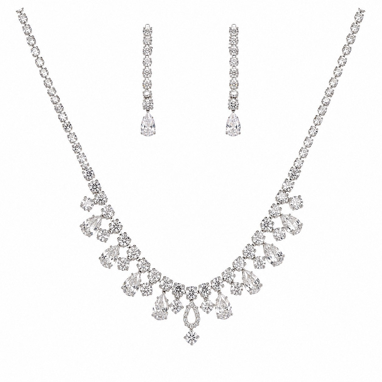Emerald Crystal Necklace, Earrings & Bracelet Set