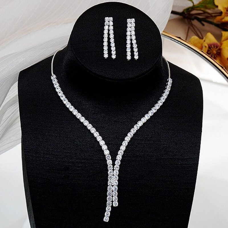 Crystal Floral Necklace & Earrings Set